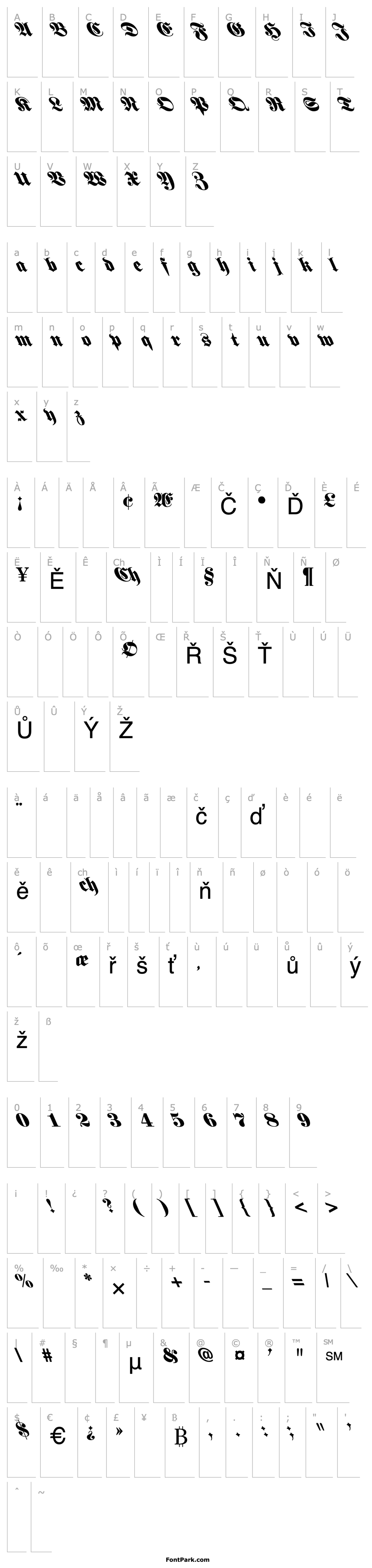 Přehled Fette Fraktur Semi Bold Lefty