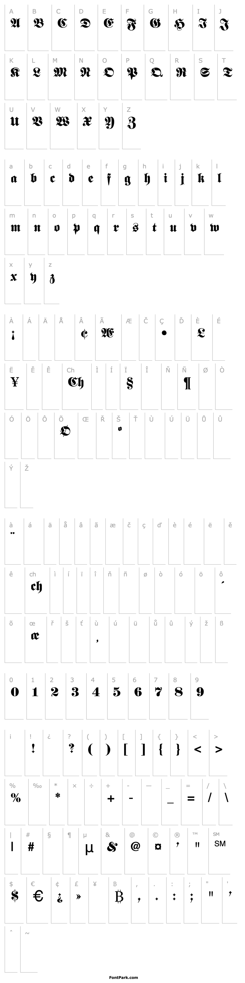 Overview FetteFraktur-SemiBold