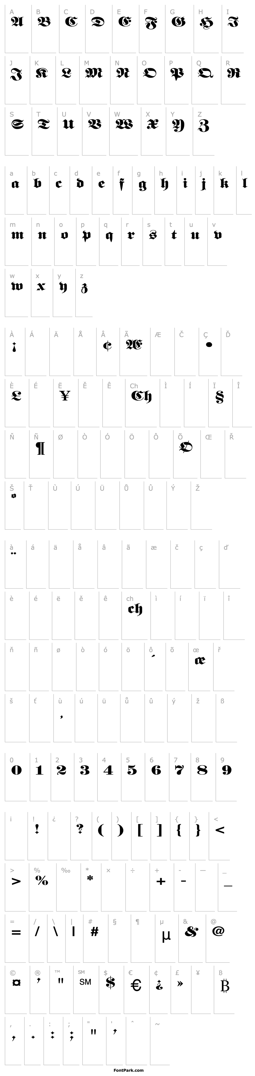 Overview FetteFraktur-SemiBold Wd