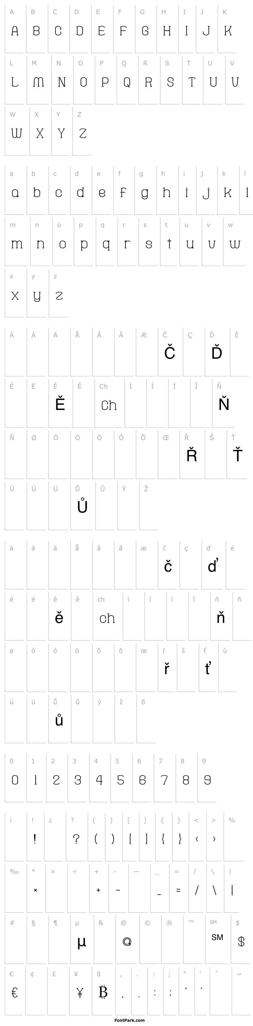 Přehled Fine Serif Hosomozi__G