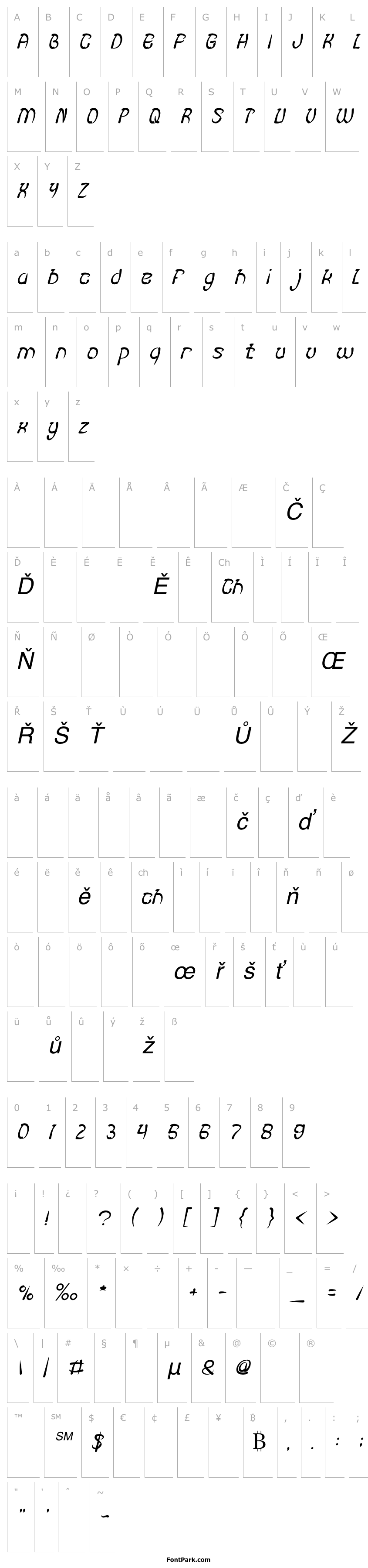 Přehled FISH BONE Italic