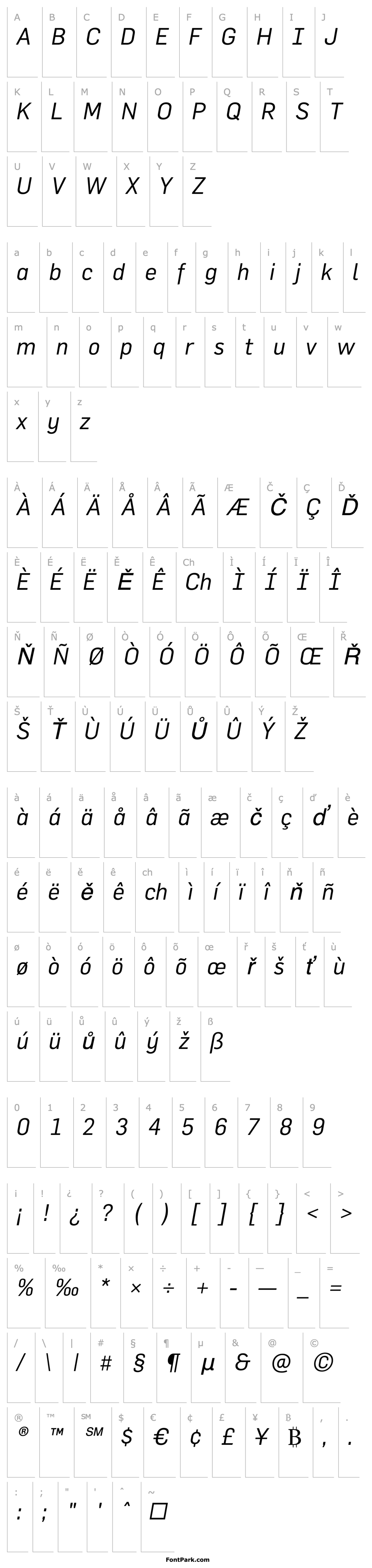 Overview FlamaBook-Italic