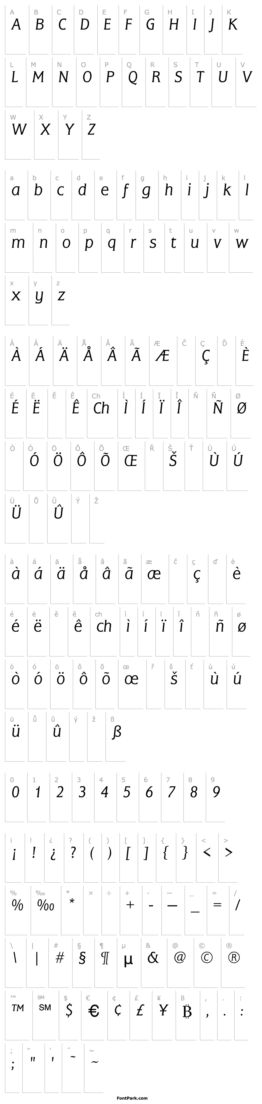 Overview FlareGothic-LightItalic