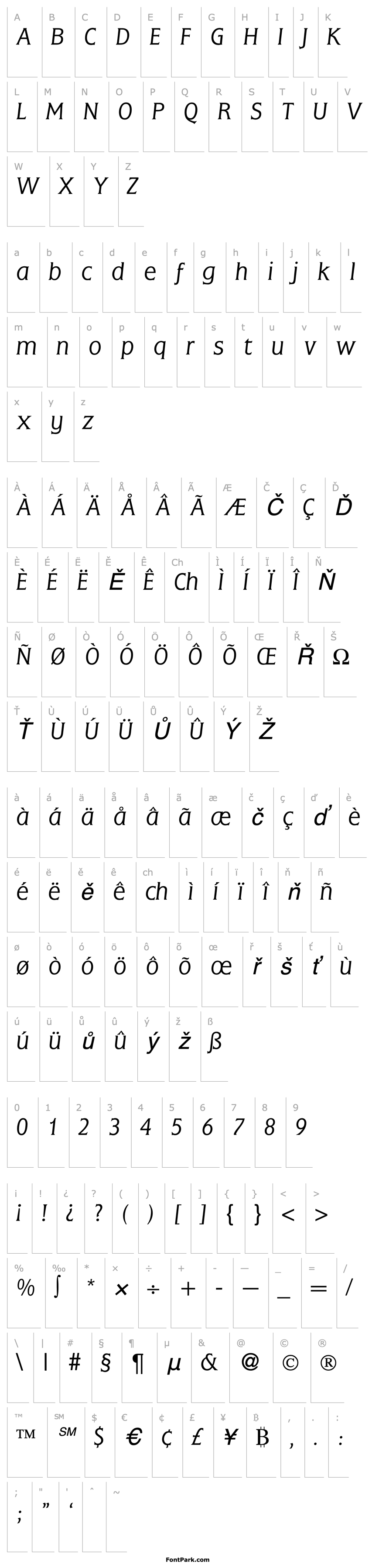 Overview FlemingLight-RegularItalic