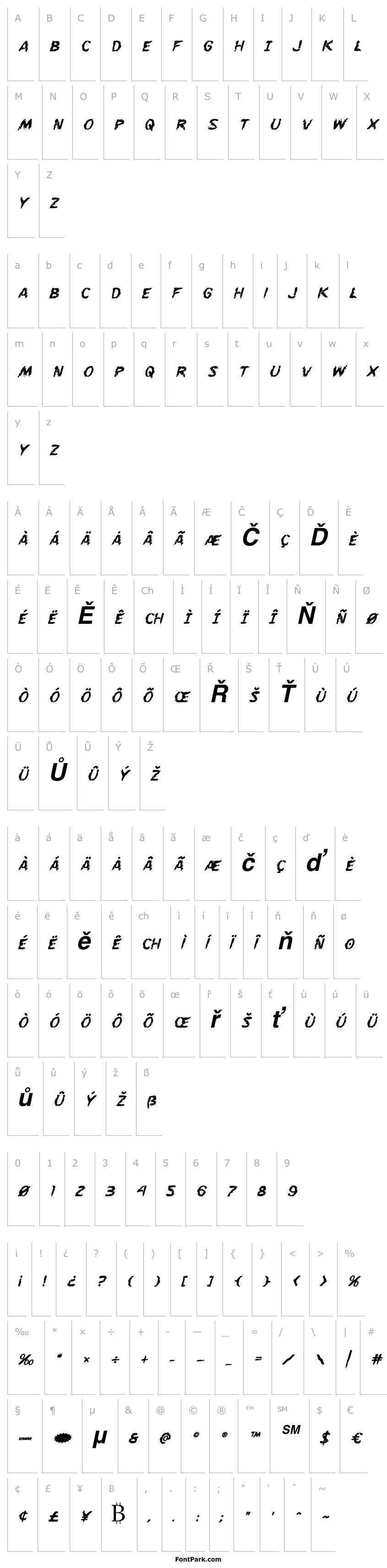 Přehled Flesh-Eating Comic Bold Italic