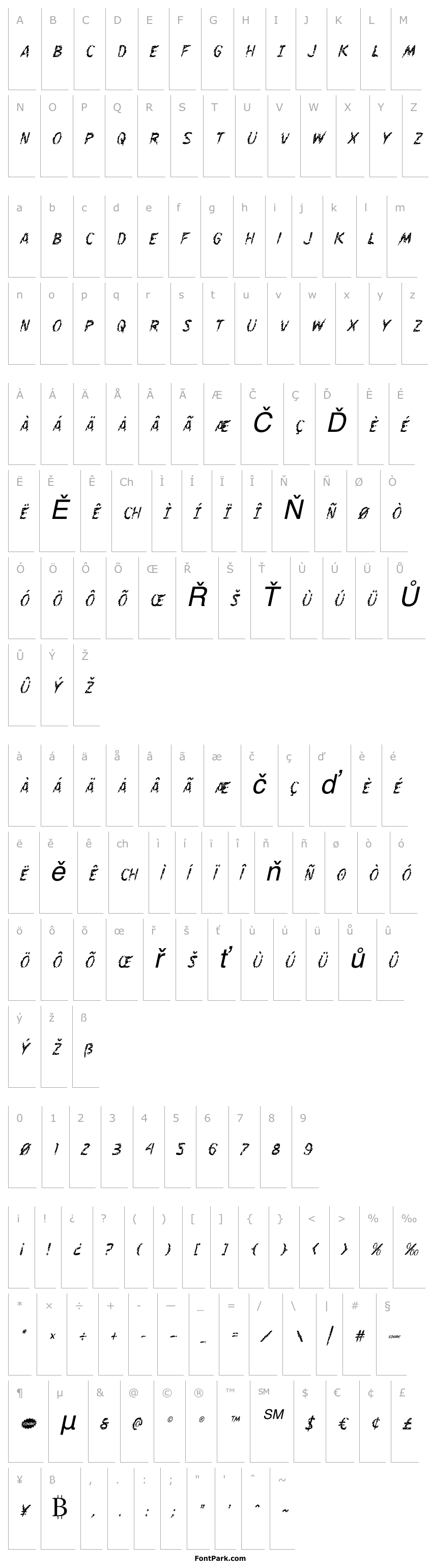 Overview Flesh-Eating Comic Condensed Italic