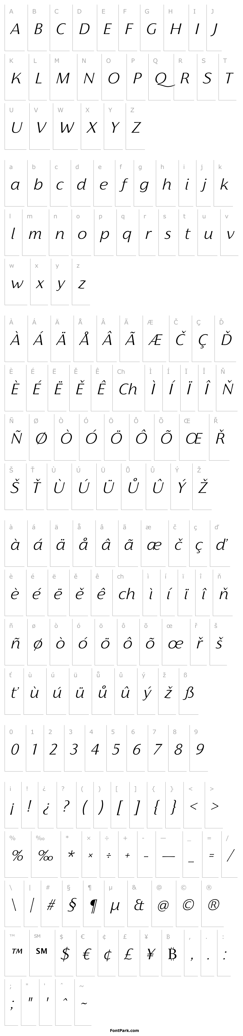 Přehled Florentia Light Italic