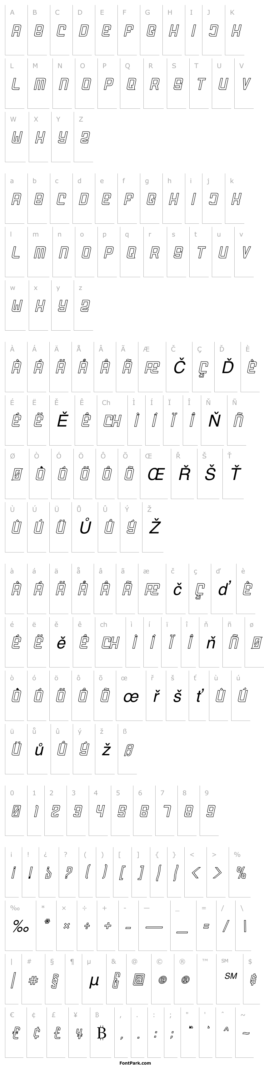 Přehled FODECUMBERS THICK ITALIC HOLOW Italic