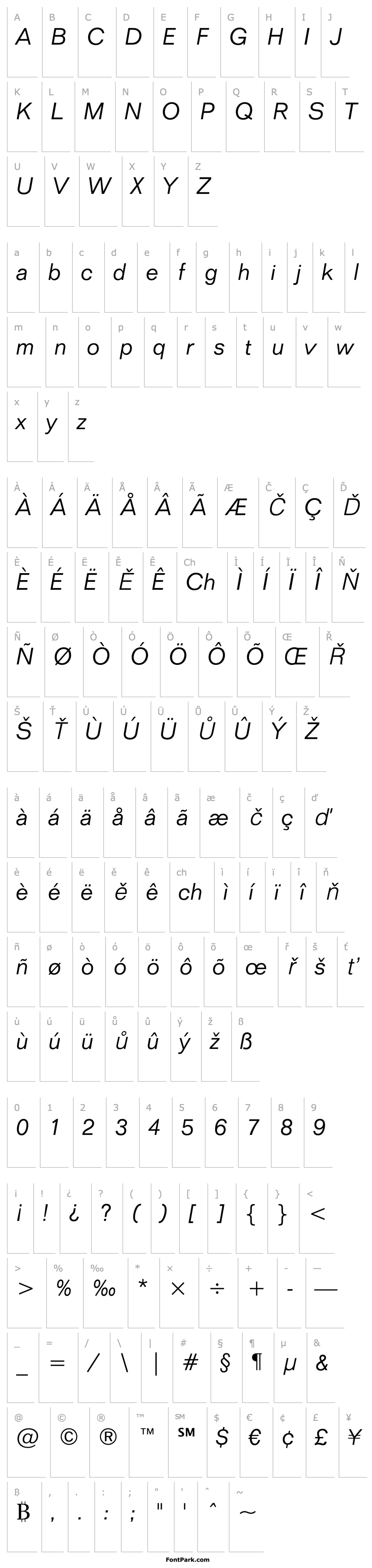 Overview FolioBT-LightItalic