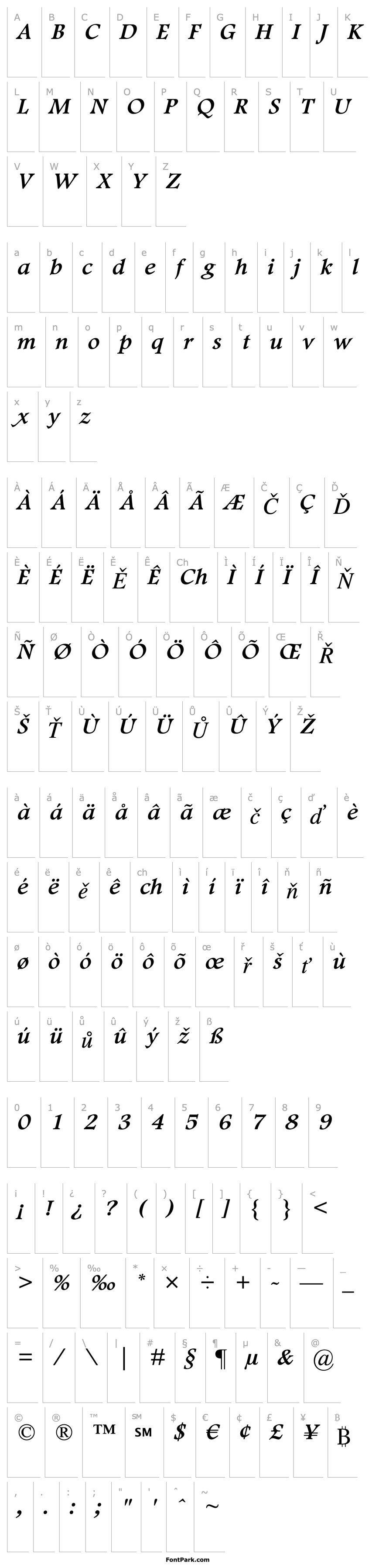 Overview FootlightMTStd-Italic