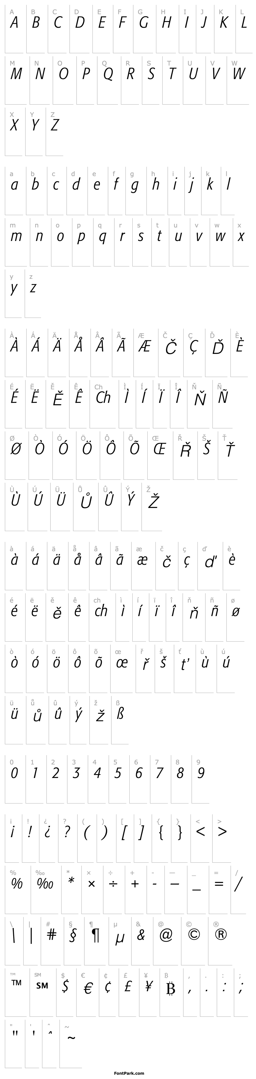 Overview Formata-CondensedLight Italic