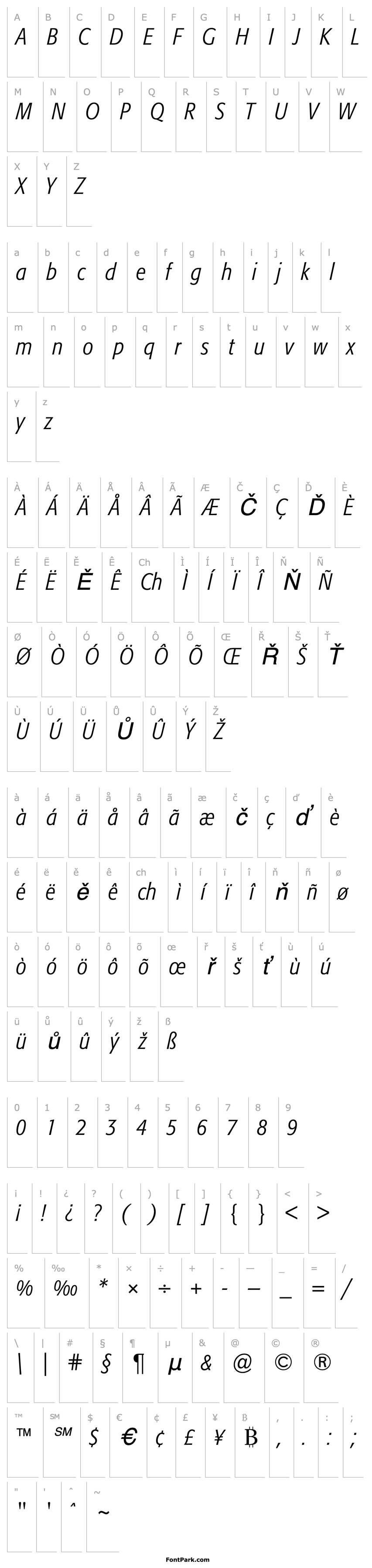 Overview Formata Light Condensed Italic