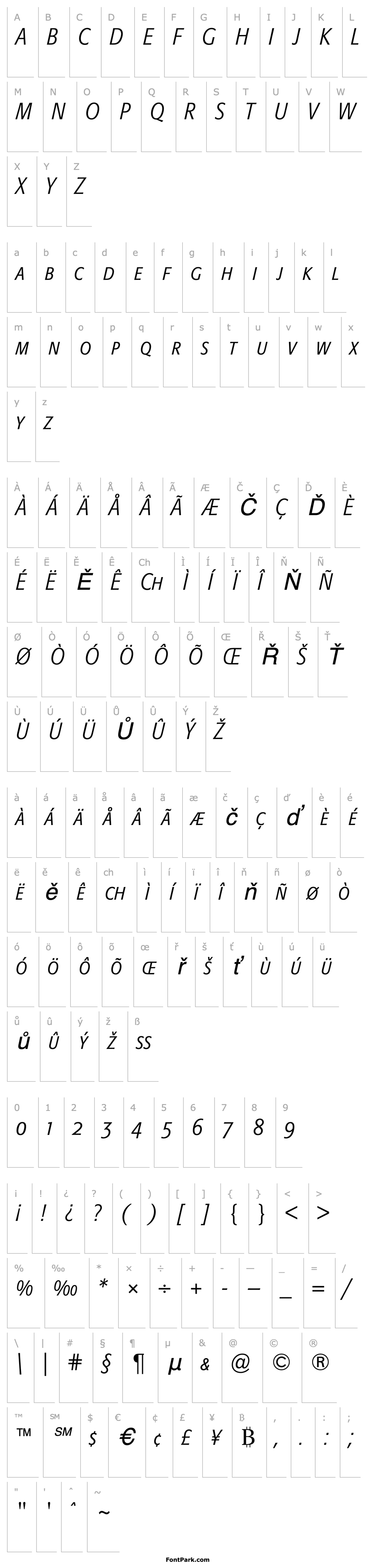 Overview Formata Light Condensed Italic Small Caps & Oldstyle Figures