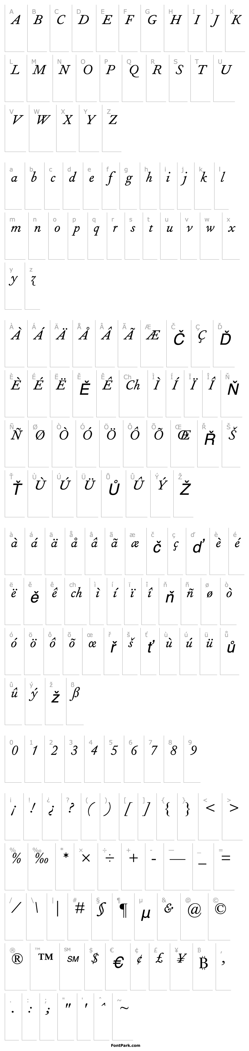 Overview FournierMT-Italic