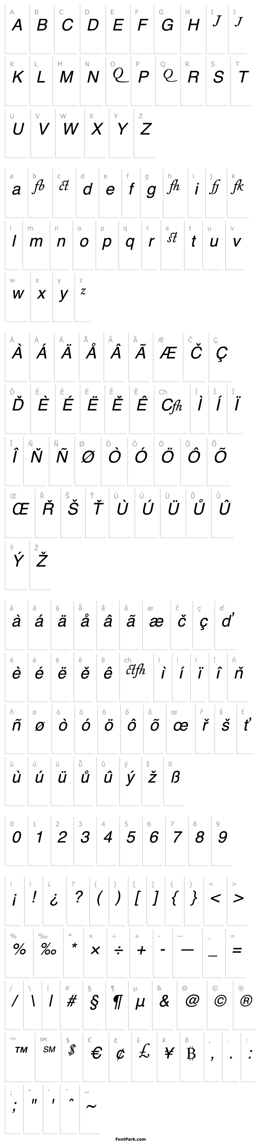 Přehled FournierMTAlt-Italic