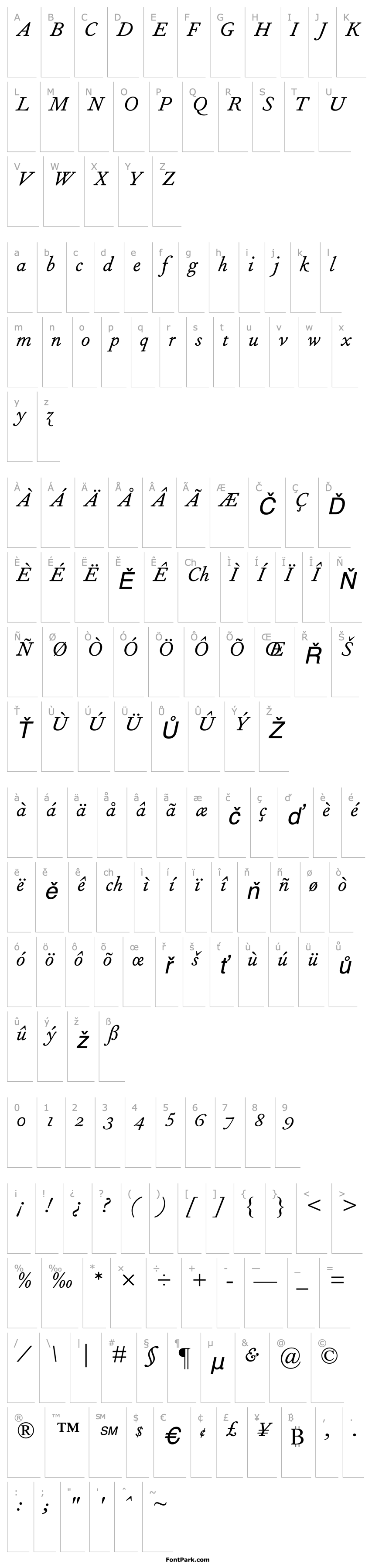 Overview FournierMTOldStyleFigures-Italic