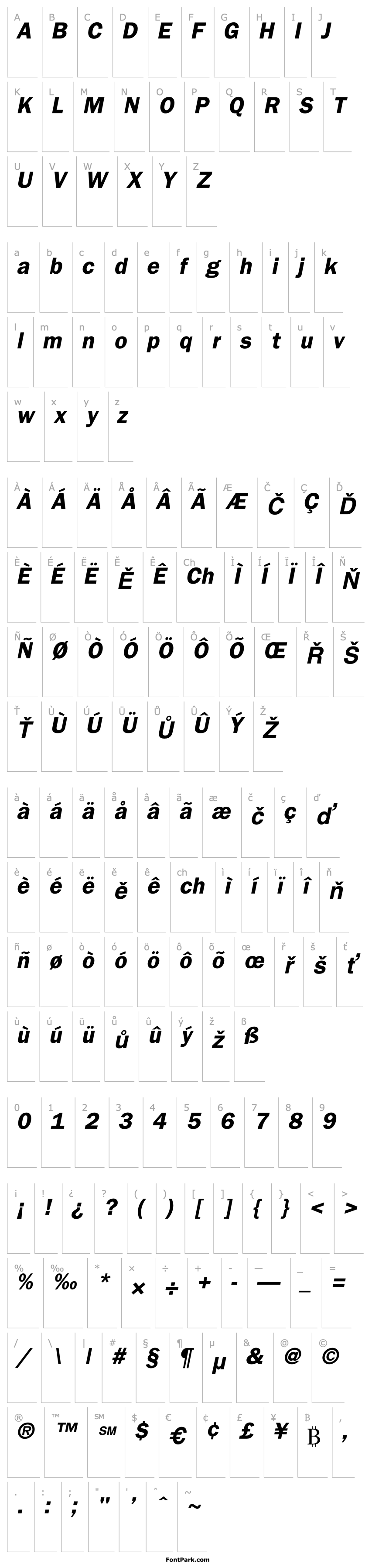 Overview FrankfurtGothic Bold Italic