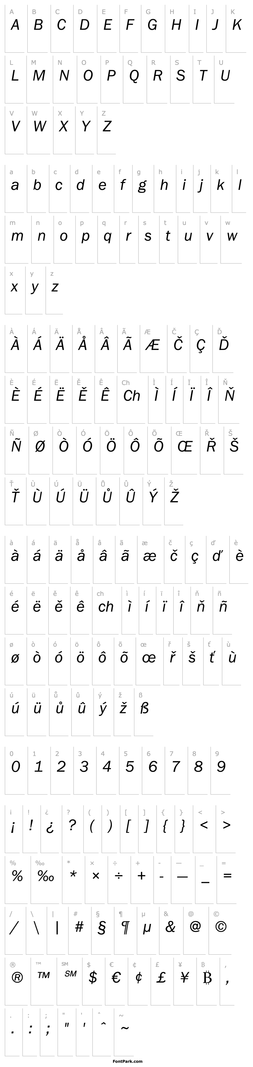 Overview Franklin Gothic Book Italic