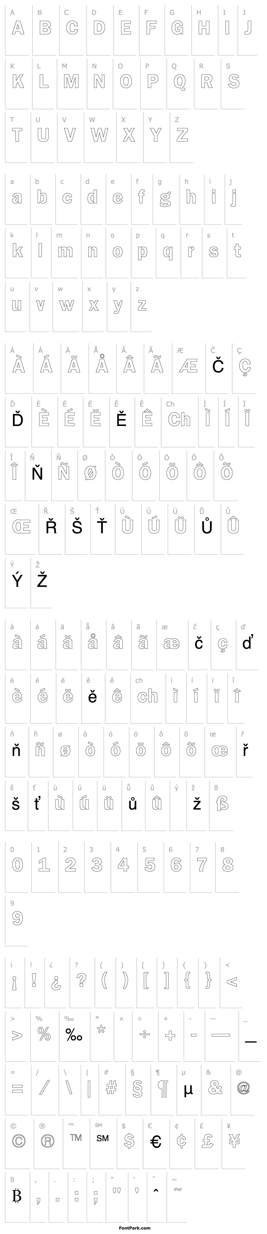 Přehled Franklin Gothic Demi Outline Regular