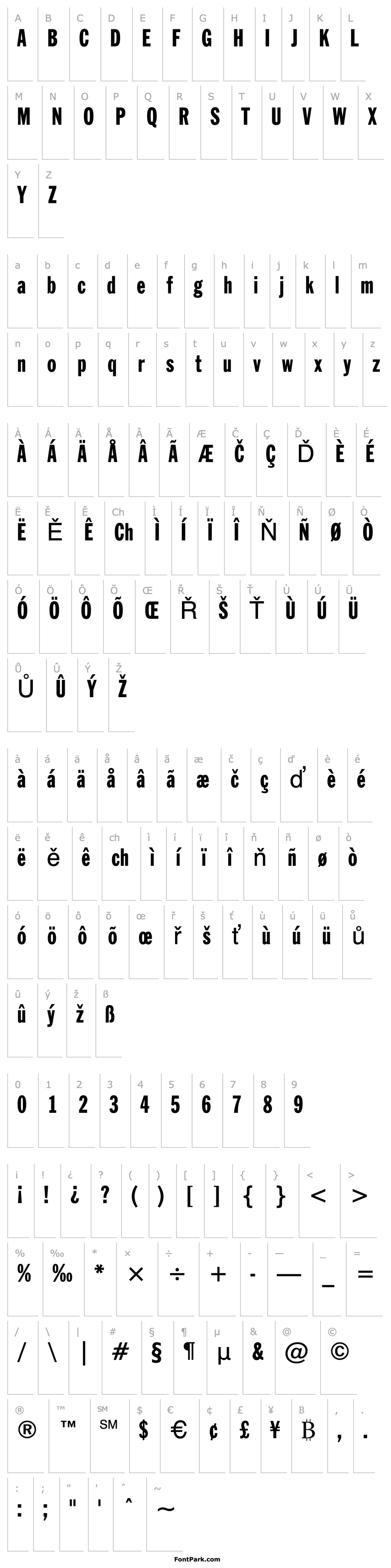 Overview Franklin Gothic Extra Condensed BT