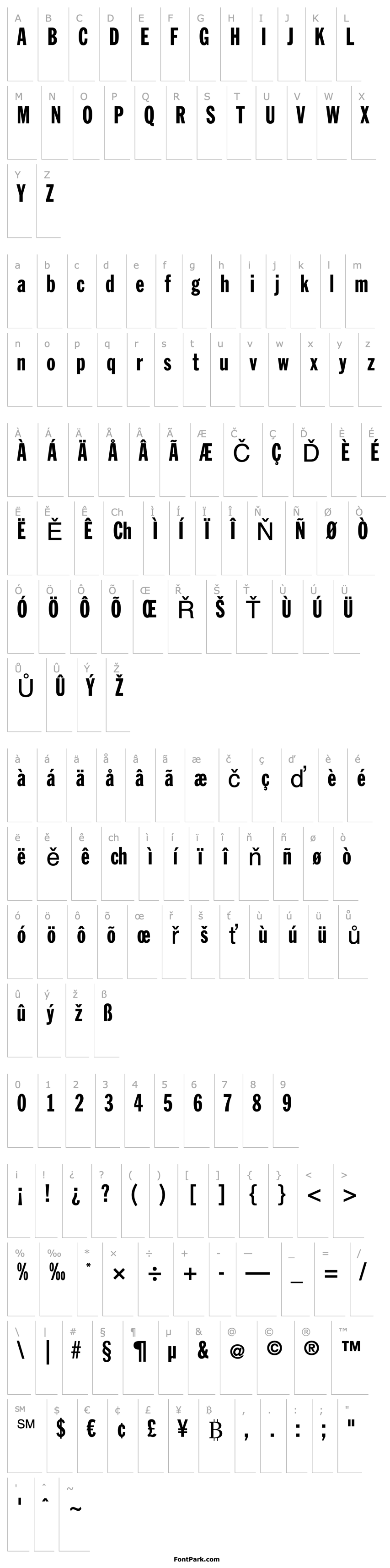 Přehled Franklin Gothic LT Extra Condensed