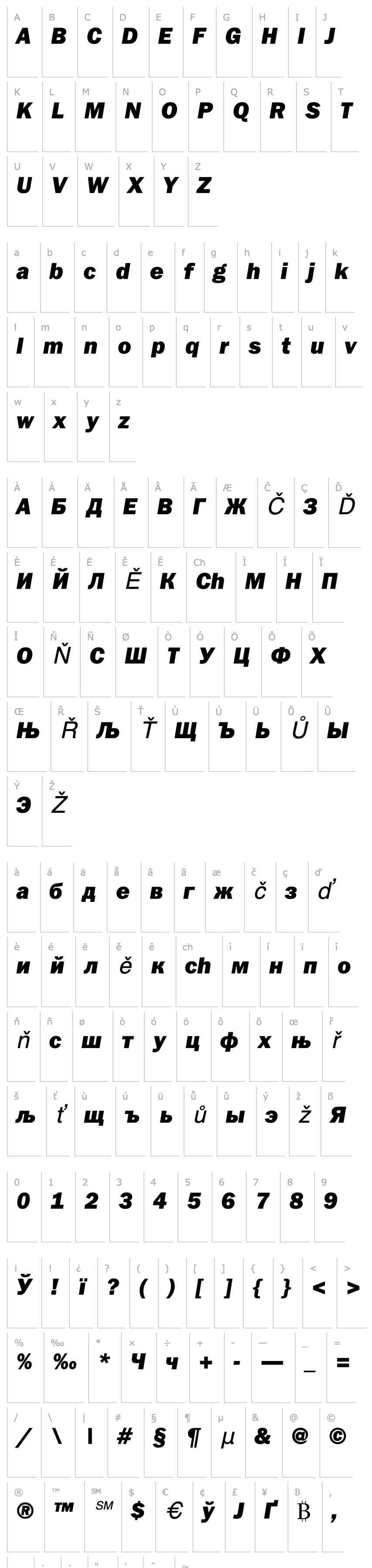 Overview FranklinGothHeavyCTT Italic