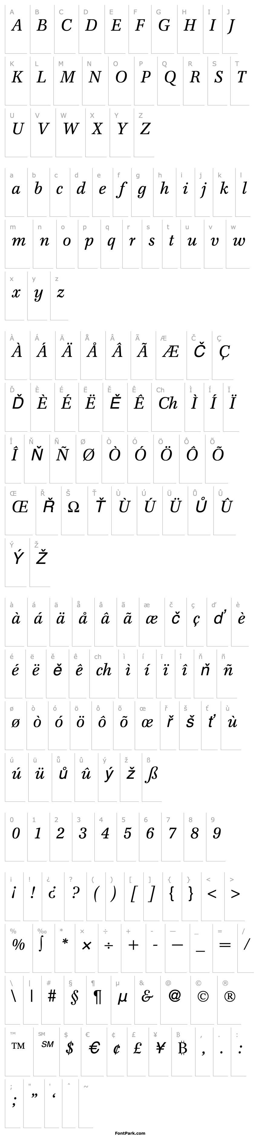 Přehled FranklinSerif-RegularItalic