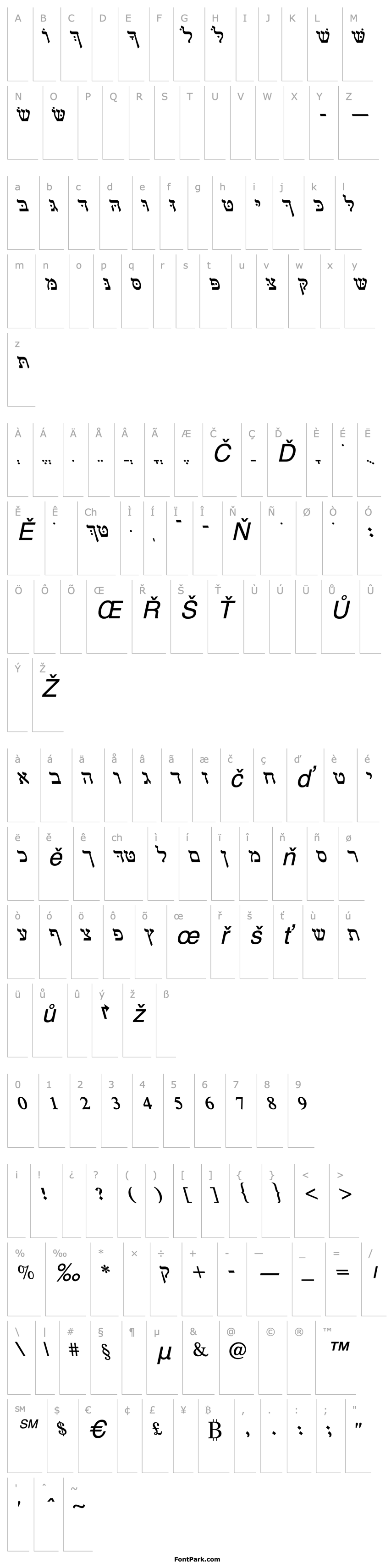 Overview FrankRuehl Backslanted Italic