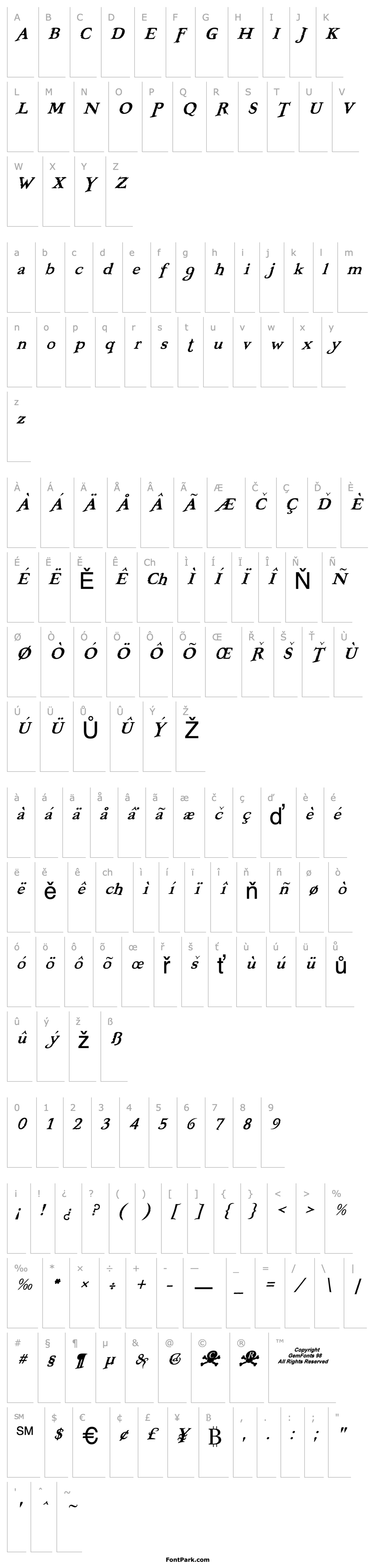 Přehled Freebooter Italic