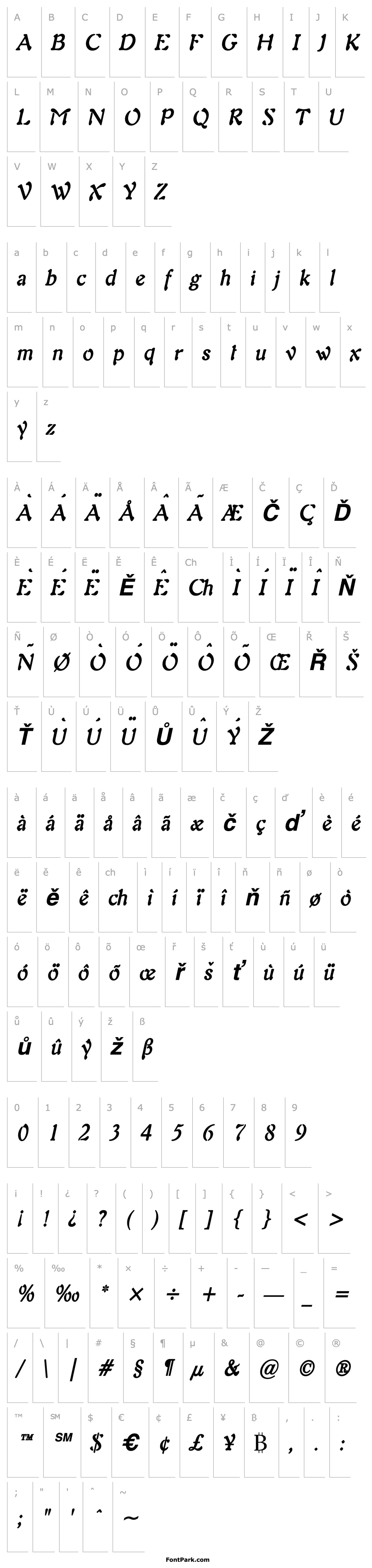 Overview Freedom 9 Condensed BoldItalic