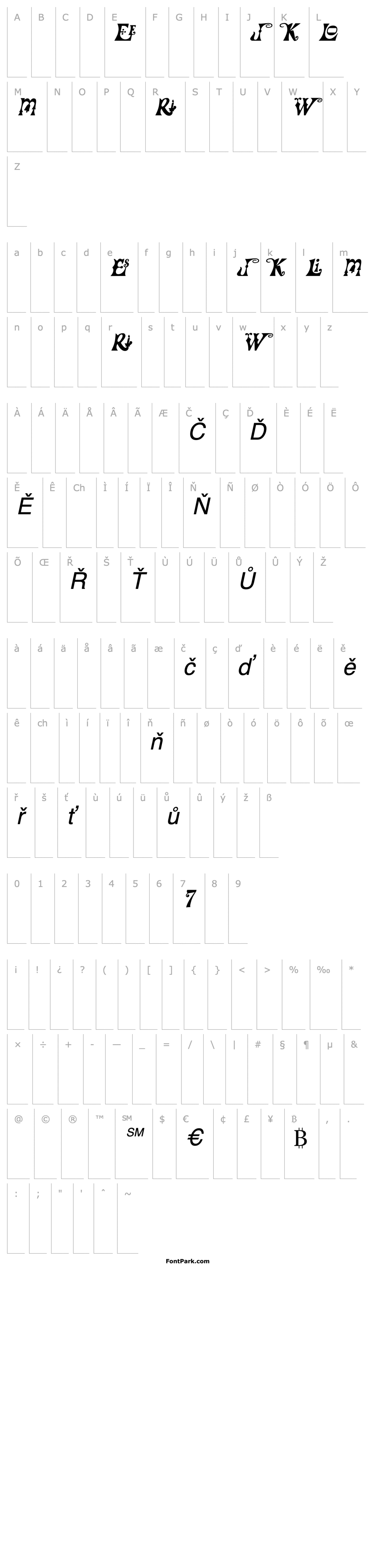 Overview FrillyExtras Italic