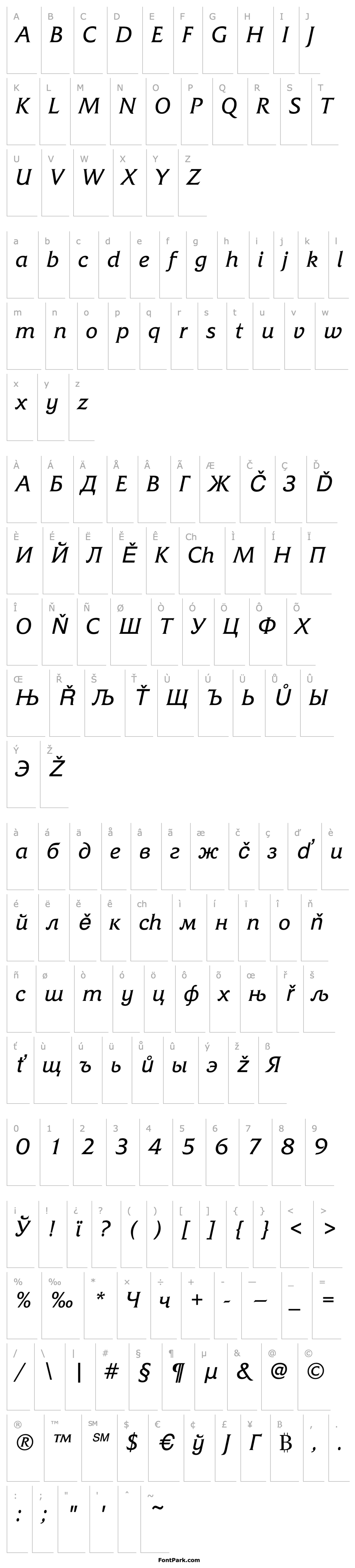 Overview FrizQuadrataCTT Italic