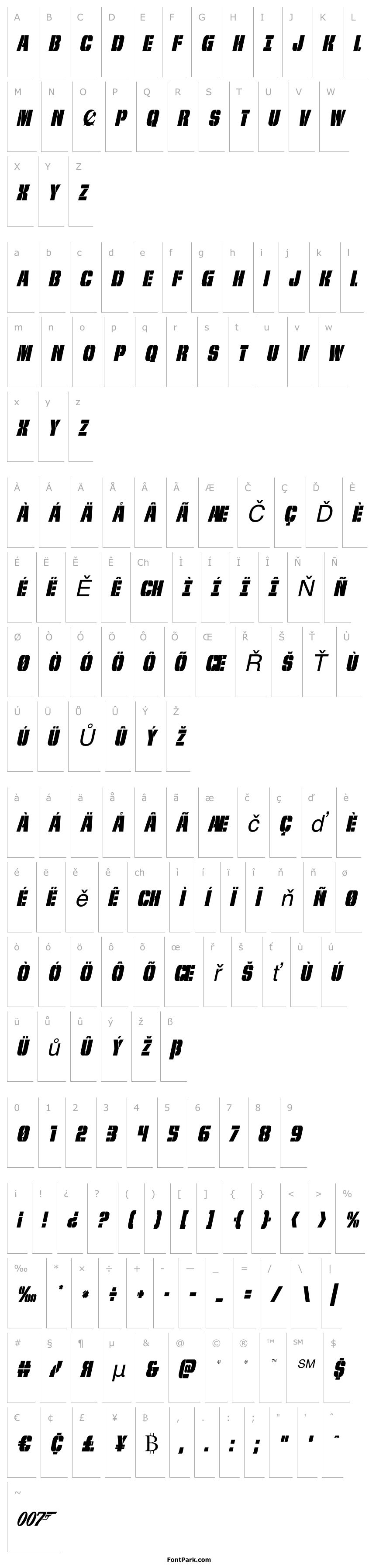 Overview From BOND With Love Condensed Italic