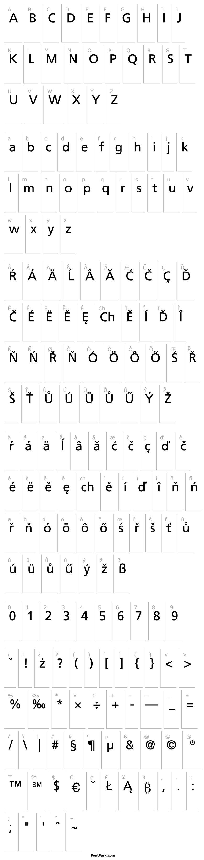 Overview Frutiger CE 55 Roman