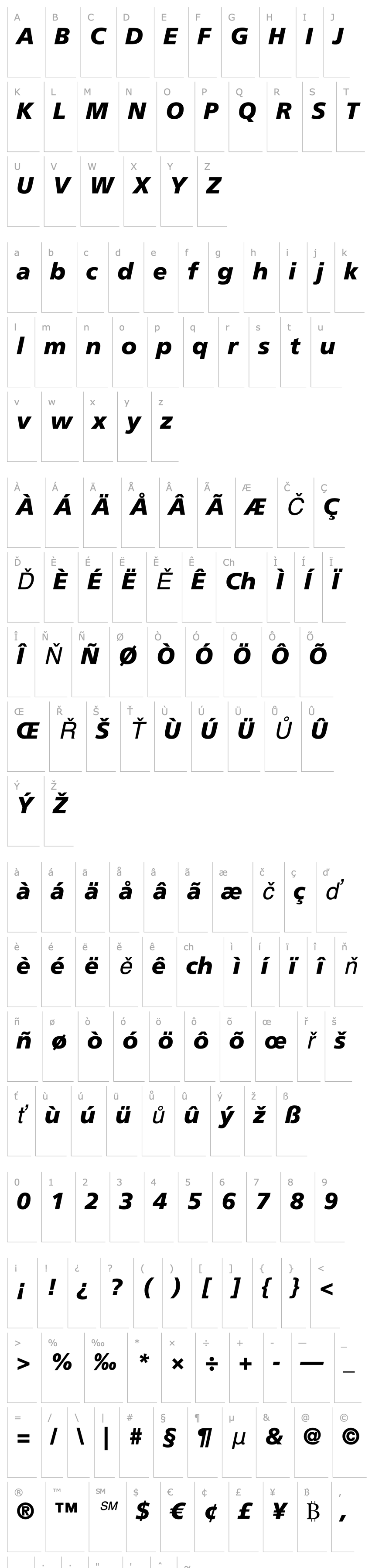 Overview Frutiger LT 76 Black Italic