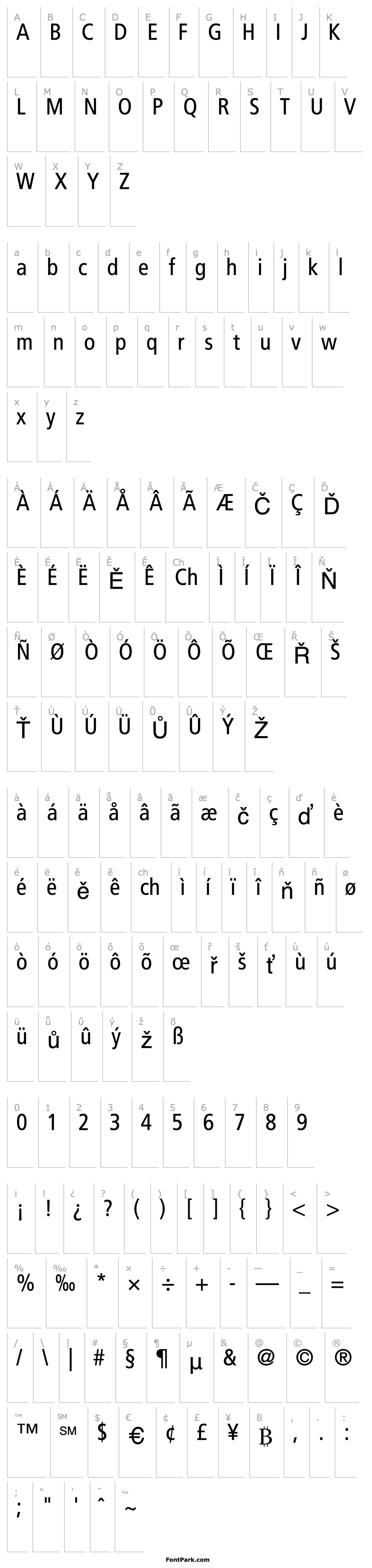 Přehled Frutiger57-Condensed