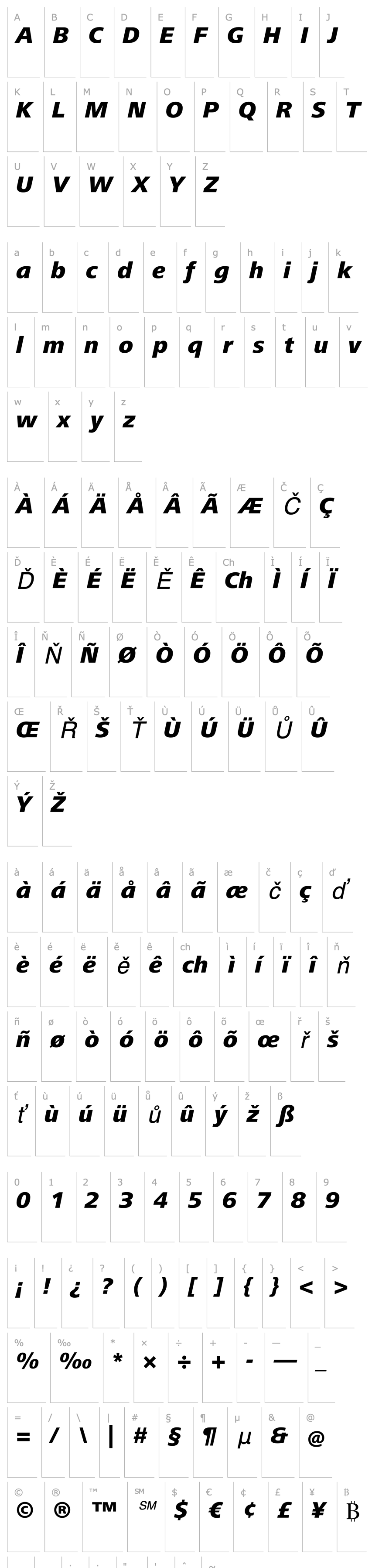 Overview FrutigerNextLT-HeavyItalic