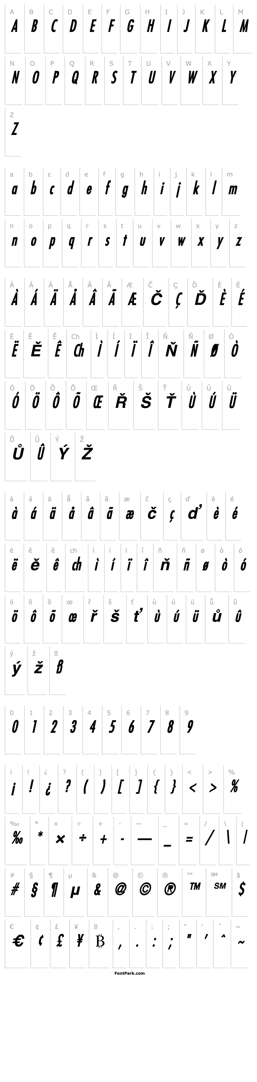 Overview Fuji Condensed Bold Italic