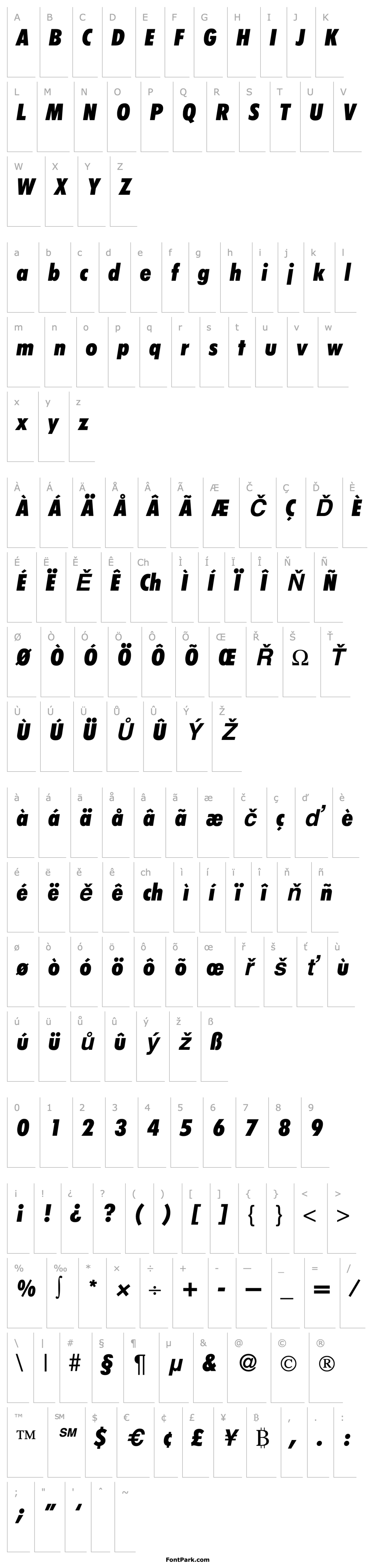 Přehled FunctionCondTwoExtrabold-RegularItalic