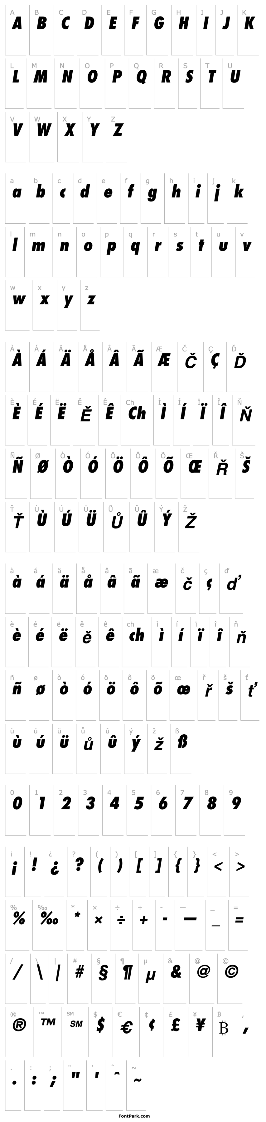 Přehled Futura-CondensedExtraBold Oblique