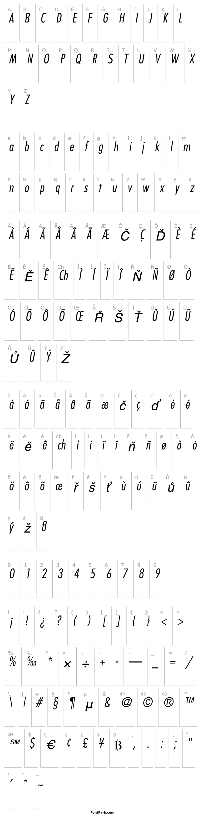 Přehled Futura LtCn BT-Italic