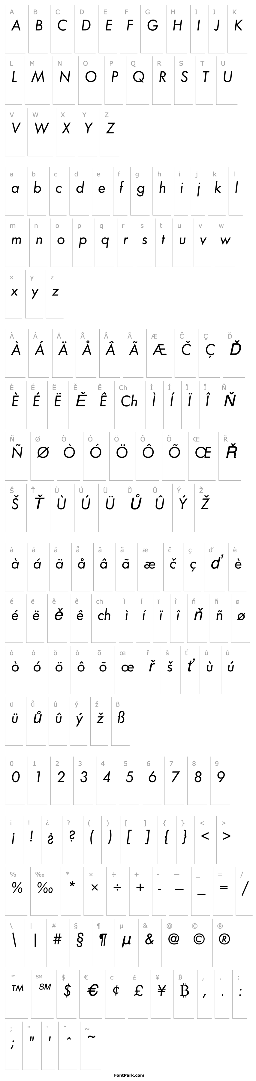 Overview Futura URW Italic