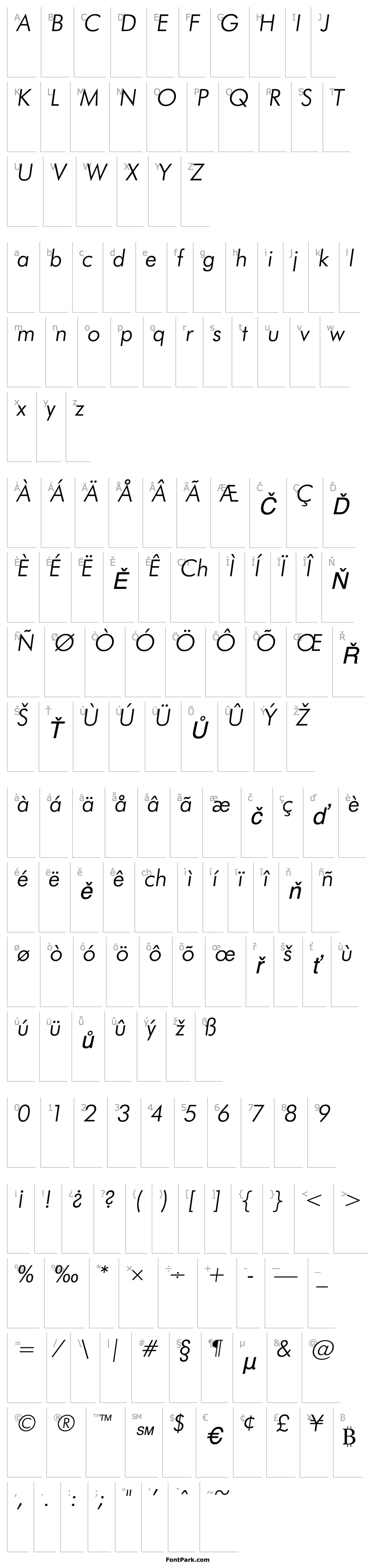 Overview Futuri Light Italic