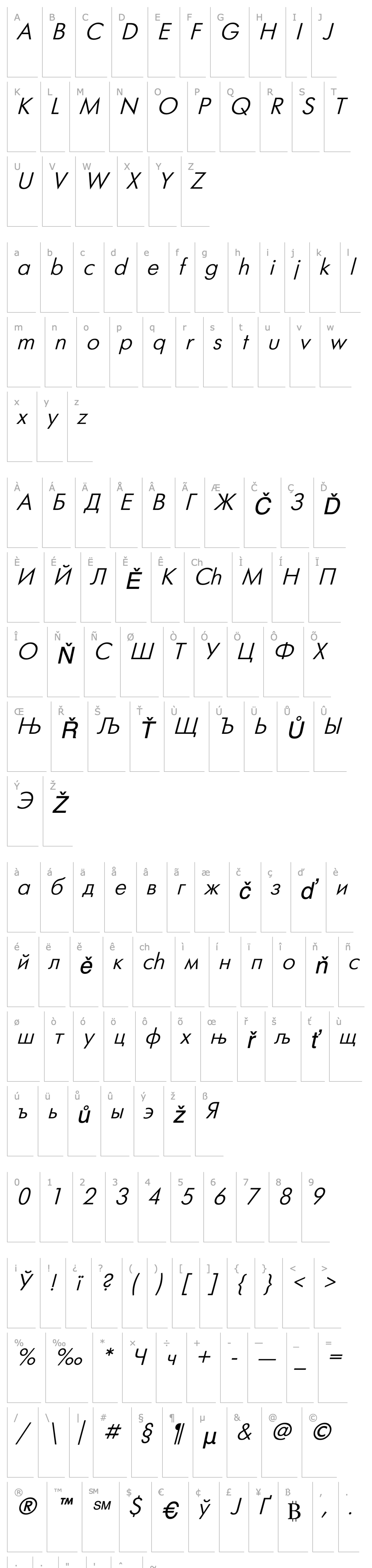 Overview Futuris Italic