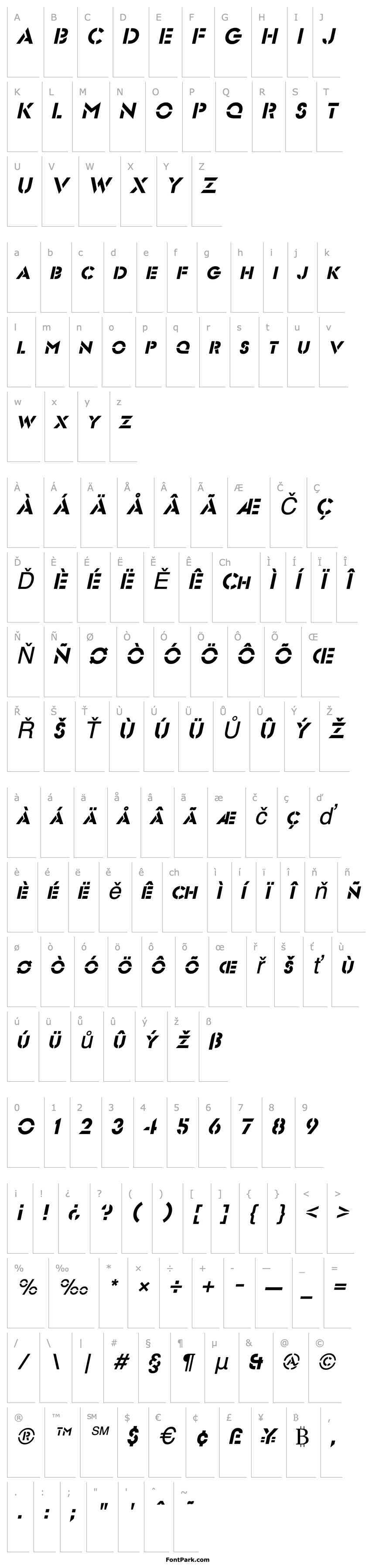 Overview FuturistStencil Italic