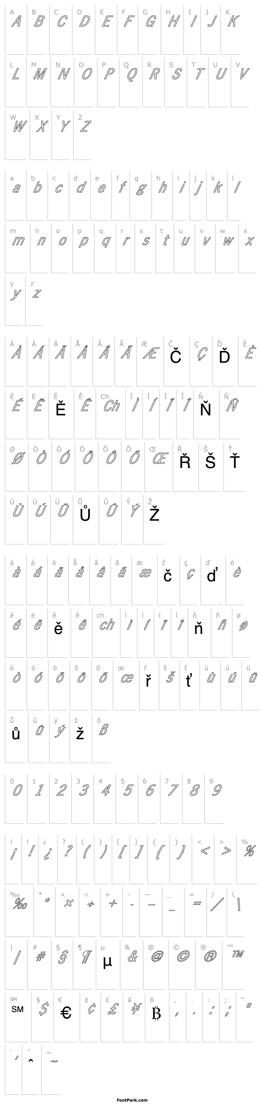 Overview FZ BASIC 24 HOLLOW ITALIC