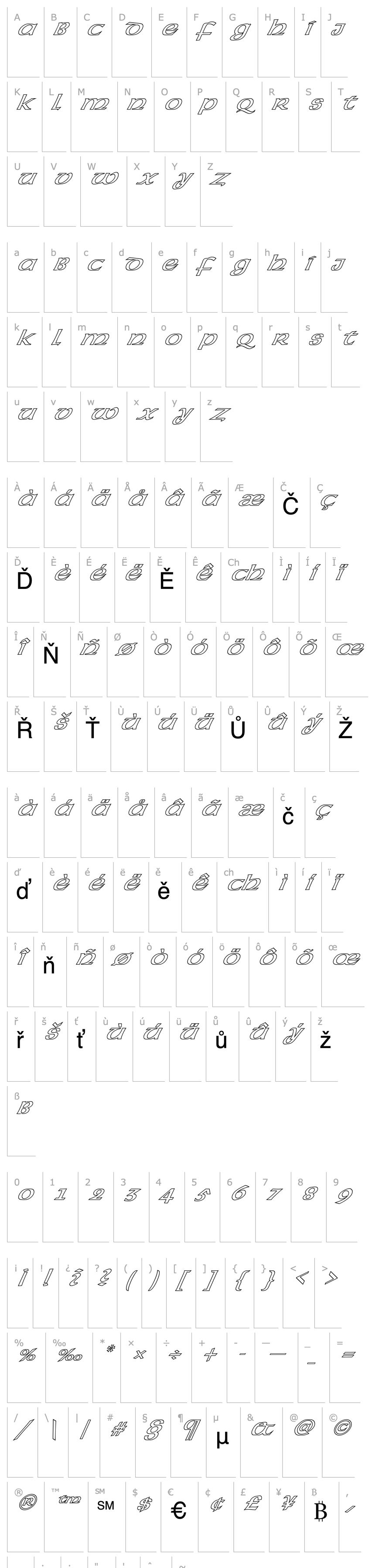 Overview FZ BASIC 43 HOLLOW ITALIC