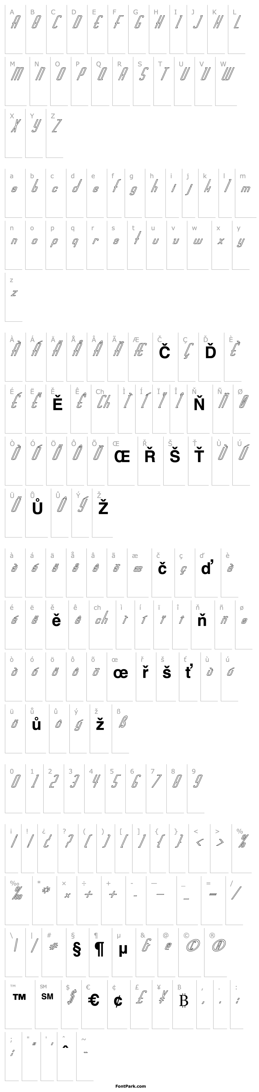 Overview FZ BASIC 44 HOLLOW ITALIC