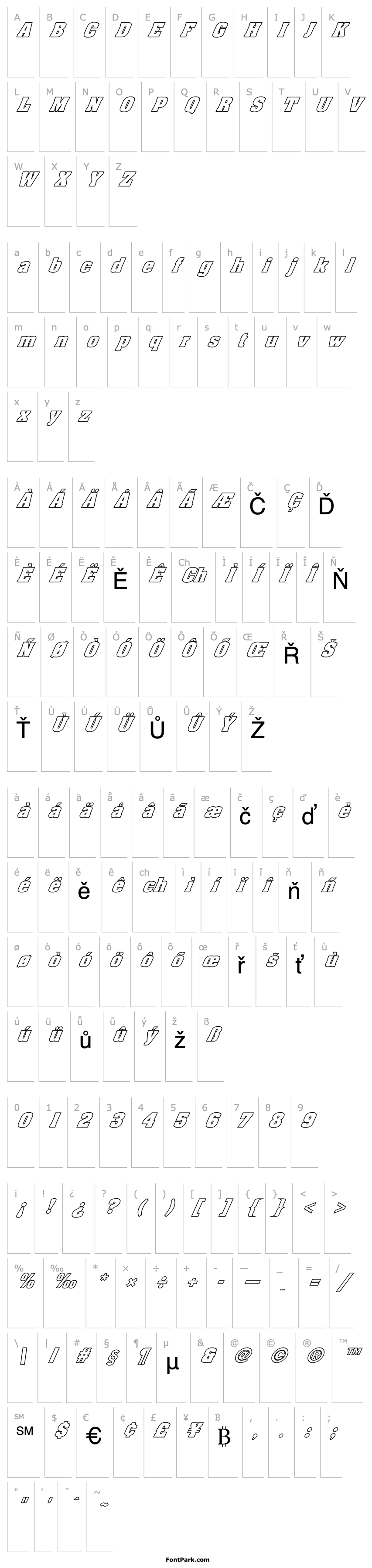 Overview FZ BASIC 52 HOLLOW ITALIC