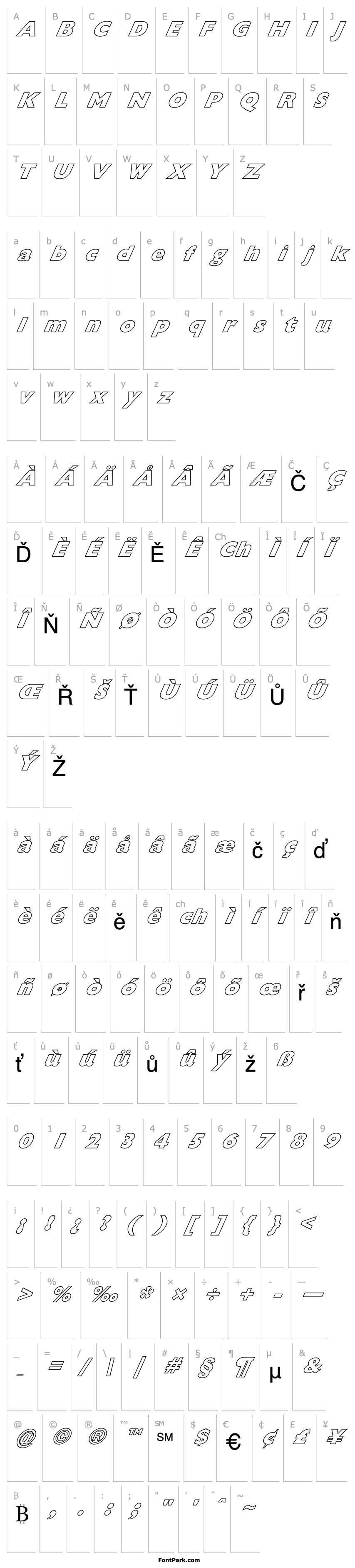 Overview FZ BASIC 57 HOLLOW ITALIC